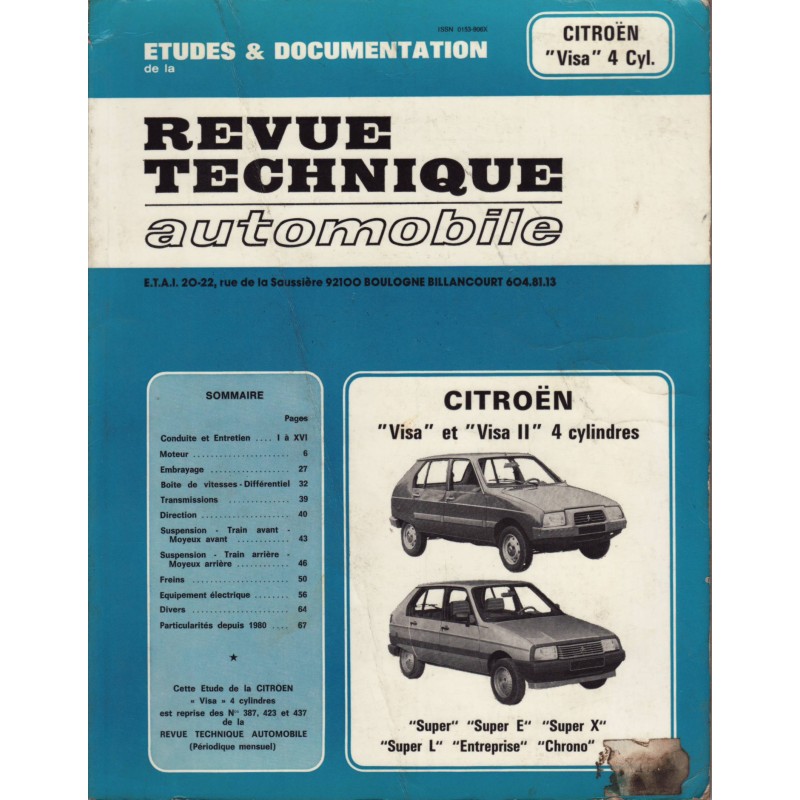 Revue Technique Automobile, CIP 3865 : Citroën Visa et Visa II - Spécial et  Club: 9782726838655: Etai: Books 